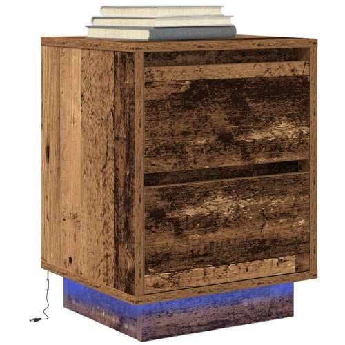 Noćni ormarić s LED svjetlima boja drva 38x34x50 cm - Staro drvo 1 50 cm Cijena