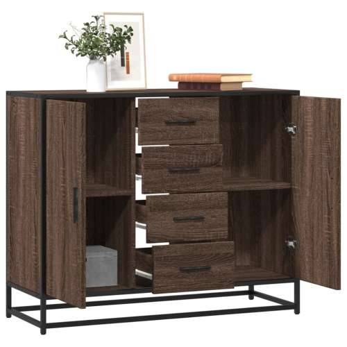 Komoda smeđi hrast 92x35x76 cm izrađeno drvo - Smeđi hrast 1 Cijena