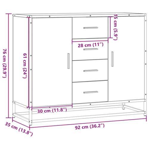 Komoda smeđi hrast 92x35x76 cm izrađeno drvo - Smeđi hrast 1 Cijena