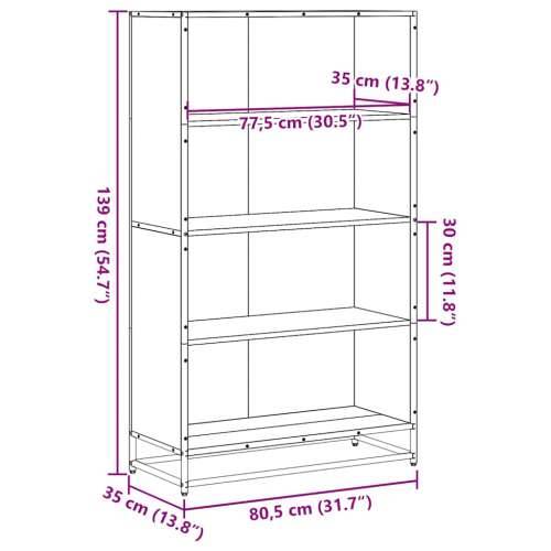 Polica za knjige Siva Sonoma 80,5x35x139 cm Konstruirano drvo - Sivi hrast sonoma 1 139 cm 80.5 cm Cijena