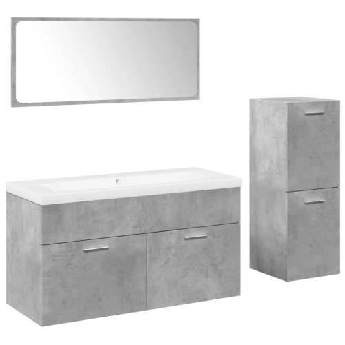 4-dijelni set kupaonskog namještaja siva boja betona drveni - Beton siva 90 x 38.5 x 46 cm 1 Cijena