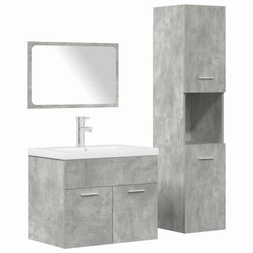 4-dijelni set kupaonskog namještaja siva boja betona drveni - Beton siva 60 x 38.5 x 46 cm 1 4 Cijena