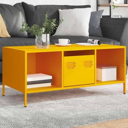 Stolić za kavu boje senfa 101,5x50x43,5 cm hladno valjani čelik - Žuta 1 Cijena