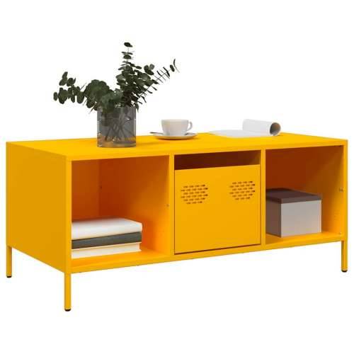 Stolić za kavu boje senfa 101,5x50x43,5 cm hladno valjani čelik - Žuta 1 Cijena