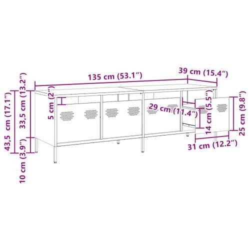 TV ormarić ružičasti 135x39x43,5 cm hladno valjani čelik - Ružičasta 1 135 cm Cijena