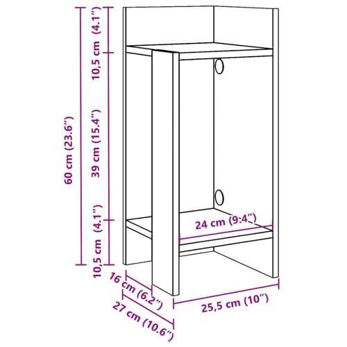 Pomoćni stolići 2 kom s policom boja sivog hrasta 25,5x27x60 cm - Sivi hrast sonoma 2 Cijena