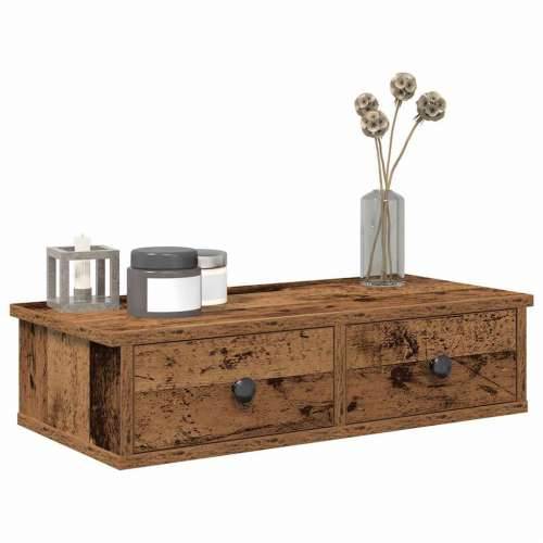 Zidna polica s ladicama staro drvo 60x28x15cm konstruirano drvo - Staro drvo 60 x 25 x 15 cm 1 Cijena