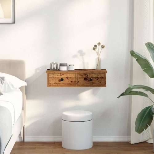 Zidna polica s ladicama staro drvo 60x28x15cm konstruirano drvo - Staro drvo 60 x 25 x 15 cm 1 Cijena