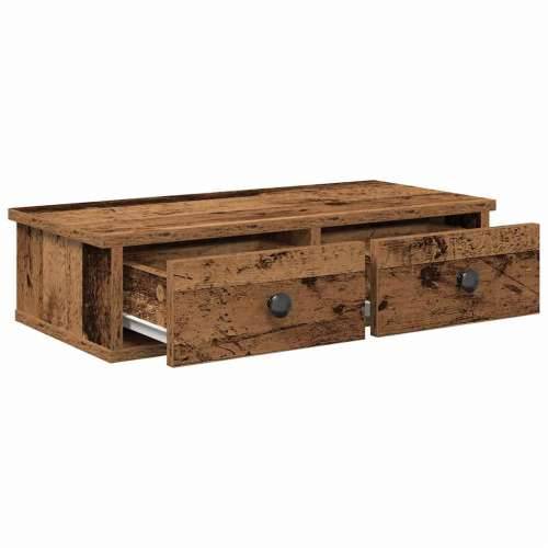 Zidna polica s ladicama staro drvo 60x28x15cm konstruirano drvo - Staro drvo 60 x 25 x 15 cm 1 Cijena