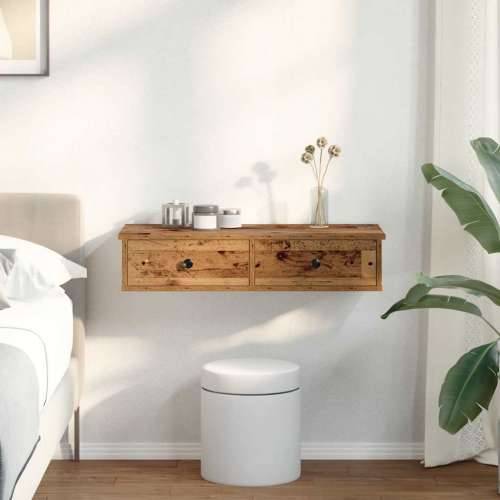 Zidna polica s ladicama staro drvo 80x34x17cm konstruirano drvo - Staro drvo 80 x 31 x 17 cm 1 Cijena