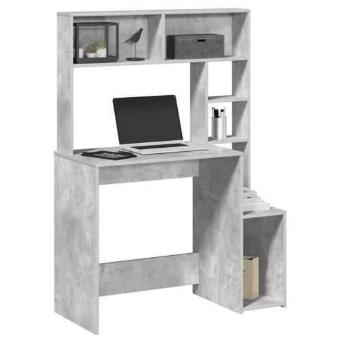 Radni stol s policama siva boja betona 100x45x140 cm drveni - Beton siva Cijena