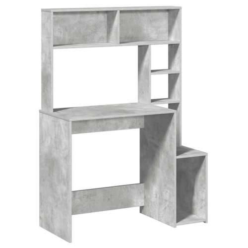 Radni stol s policama siva boja betona 100x45x140 cm drveni - Beton siva Cijena