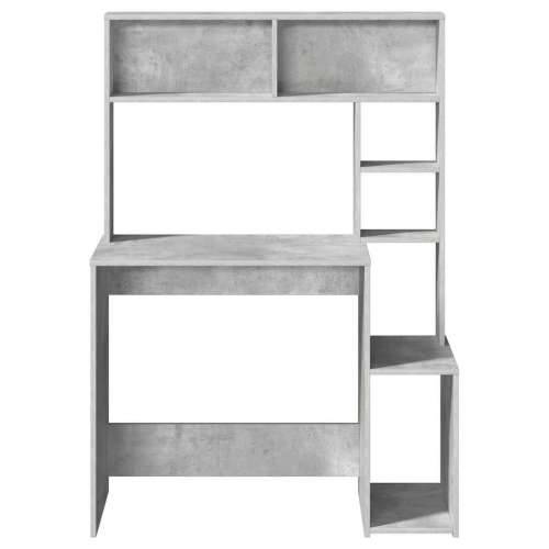 Radni stol s policama siva boja betona 100x45x140 cm drveni - Beton siva Cijena
