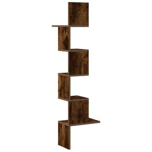 Kutna zidna polica boja dimljenog hrasta 32x32x127,5 cm drvena - Dimljeni hrast 32 x 32 x 127.5 cm 1 Cijena