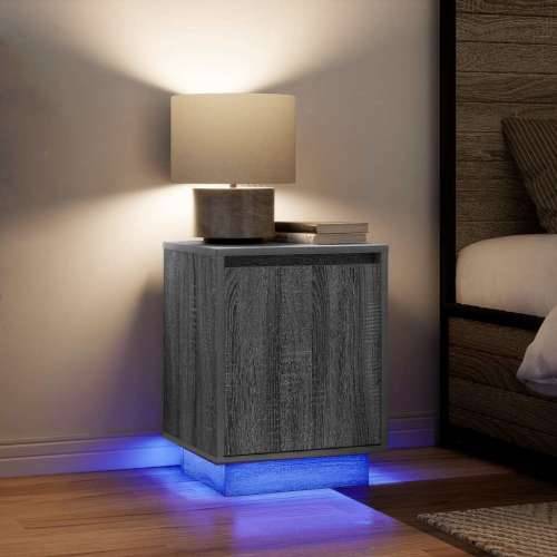 Noćni ormarić s LED svjetlima siva boja hrasta 38x34x50 cm - Sivi hrast sonoma 1 Cijena