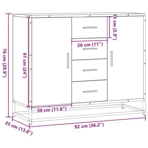 Komoda sonoma hrast 92x35x76 cm izrađeno drvo - sonoma hrast 1 Cijena