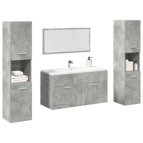 4-dijelni set kupaonskog namještaja siva boja betona drveni - Beton siva 90 x 38.5 x 46 cm 1 Cijena
