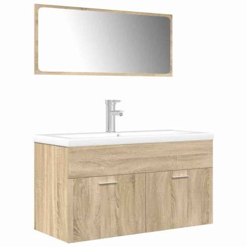 3-dijelni set kupaonskog namještaja boja hrasta sonome drveni - sonoma hrast 90 x 38.5 x 46 cm 1 3 Cijena
