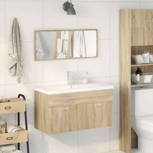 3-dijelni set kupaonskog namještaja boja hrasta sonome drveni - sonoma hrast 90 x 38.5 x 46 cm 1 3 Cijena