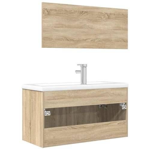 3-dijelni set kupaonskog namještaja boja hrasta sonome drveni - sonoma hrast 90 x 38.5 x 46 cm 1 3 Cijena