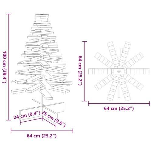 Drveno ukrasno božićno drvce bijelo 100 cm od masivne borovine - Bijela 100 cm 1 Cijena
