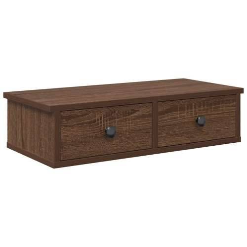 Zidna polica s ladicama smeđi hrast 60x28x15 cm izrađeno drvo - Smeđi hrast 60 x 25 x 15 cm 1 Cijena