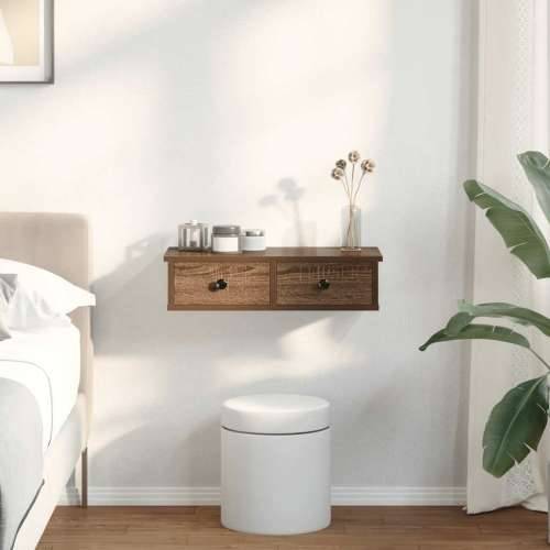 Zidna polica s ladicama smeđi hrast 60x28x15 cm izrađeno drvo - Smeđi hrast 60 x 25 x 15 cm 1 Cijena