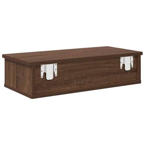 Zidna polica s ladicama smeđi hrast 60x28x15 cm izrađeno drvo - Smeđi hrast 60 x 25 x 15 cm 1 Cijena