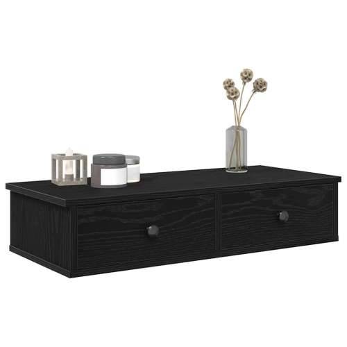 Zidna polica s ladicama crna 80x34x17 cm izrađeno drvo - Crna 80 x 31 x 17 cm 1 Cijena