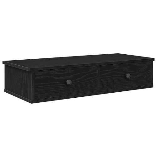 Zidna polica s ladicama crna 80x34x17 cm izrađeno drvo - Crna 80 x 31 x 17 cm 1 Cijena