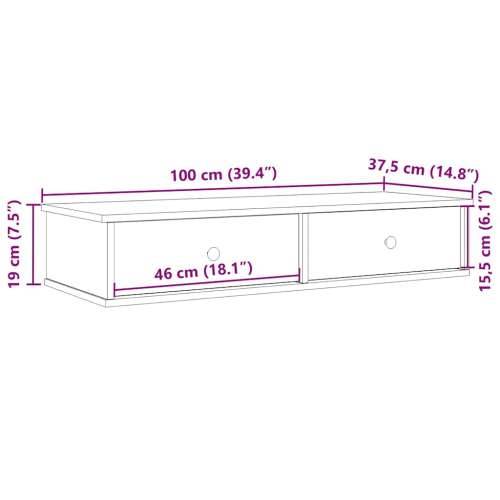 Zidna polica s ladicama siva sonoma konstruirano drvo - Sivi hrast sonoma 100 x 34 x 19 cm 1 Cijena