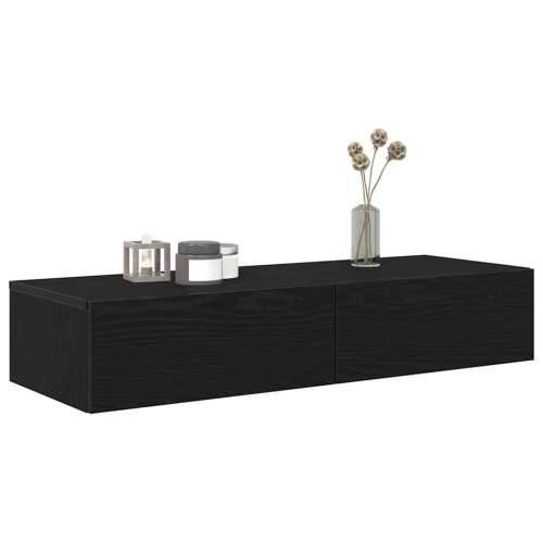 Zidna polica s ladicama crna 100x36x19 cm izrađeno drvo - Crna 100 x 36 x 19 cm 1 Cijena
