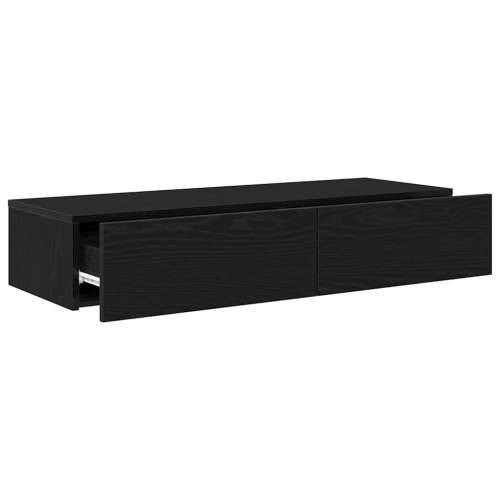 Zidna polica s ladicama crna 100x36x19 cm izrađeno drvo - Crna 100 x 36 x 19 cm 1 Cijena