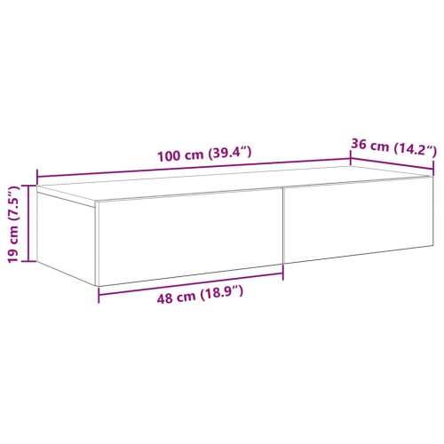 Zidna polica s ladicama crna 100x36x19 cm izrađeno drvo - Crna 100 x 36 x 19 cm 1 Cijena