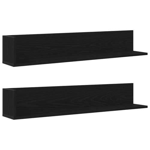 Zidne police 2 kom crne 100x16,5x16,5 cm konstruirano drvo - Crna 100 x 16.5 x 16.5 cm 1 Cijena