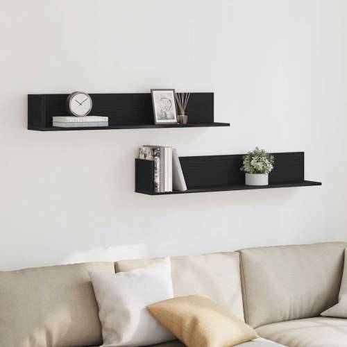 Zidne police 2 kom crne 100x16,5x16,5 cm konstruirano drvo - Crna 100 x 16.5 x 16.5 cm 1 Cijena