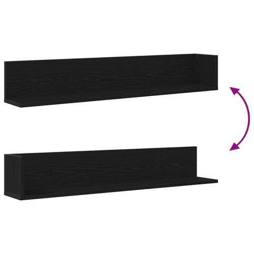 Zidne police 2 kom crne 100x16,5x16,5 cm konstruirano drvo - Crna 100 x 16.5 x 16.5 cm 1 Cijena