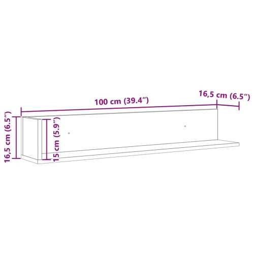 Zidne police 2 kom crne 100x16,5x16,5 cm konstruirano drvo - Crna 100 x 16.5 x 16.5 cm 1 Cijena