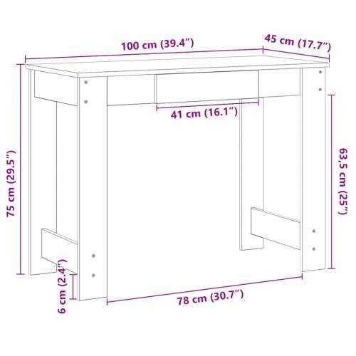 Radni stol boja starog drva 100x45x75 cm konstruirano drvo - Staro drvo Cijena