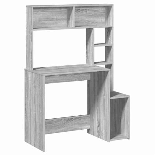 Radni stol s policama siva boja hrasta 100x45x140 cm drveni - Sivi hrast sonoma Cijena