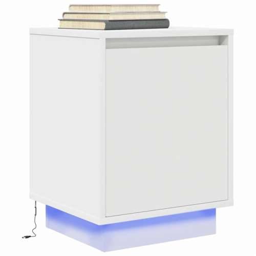 Noćni ormarić s LED svjetlima bijeli 38x34x50 cm - Bijela 1 Cijena