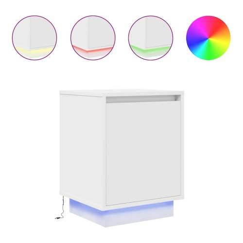 Noćni ormarić s LED svjetlima bijeli 38x34x50 cm - Bijela 1 Cijena