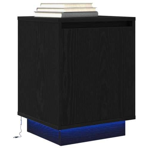 Noćni ormarić s LED svjetlima crni 38x34x50 cm - Crna 1 Cijena