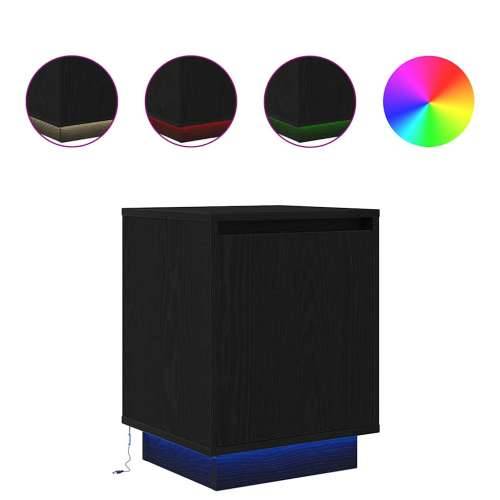 Noćni ormarić s LED svjetlima crni 38x34x50 cm - Crna 1 Cijena