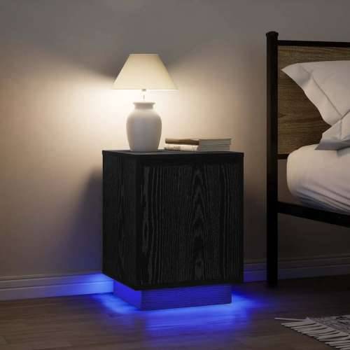 Noćni ormarić s LED svjetlima crni 38x34x50 cm - Crna 1 Cijena
