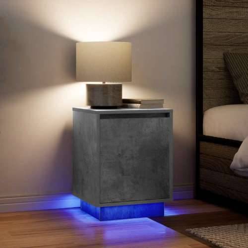 Noćni ormarić s LED svjetlima siva boja betona 38x34x50 cm - Beton siva 1 Cijena