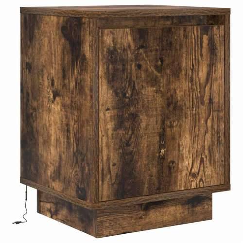 Noćni ormarić s LED svjetlima boja dimljenog hrasta 38x34x50 cm - Dimljeni hrast 1 Cijena