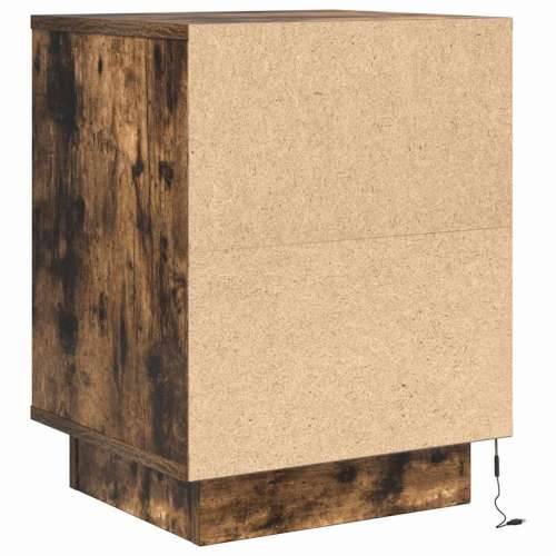 Noćni ormarić s LED svjetlima boja dimljenog hrasta 38x34x50 cm - Dimljeni hrast 1 Cijena