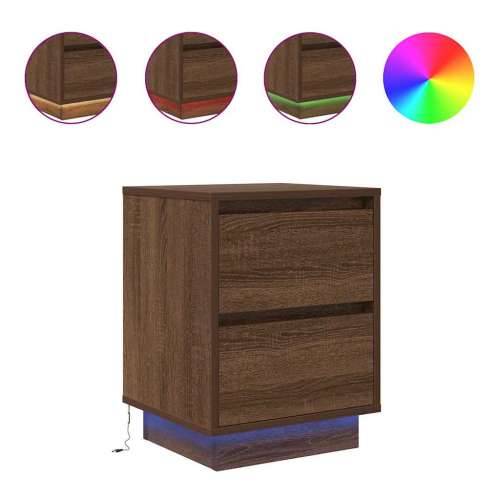 Noćni ormarić s LED svjetlima smeđi hrast 38x34x50 cm - Smeđi hrast 1 50 cm Cijena