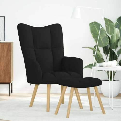Stolica za opuštanje s tabureom od tkanine crna - Crna 1 with stool Cijena